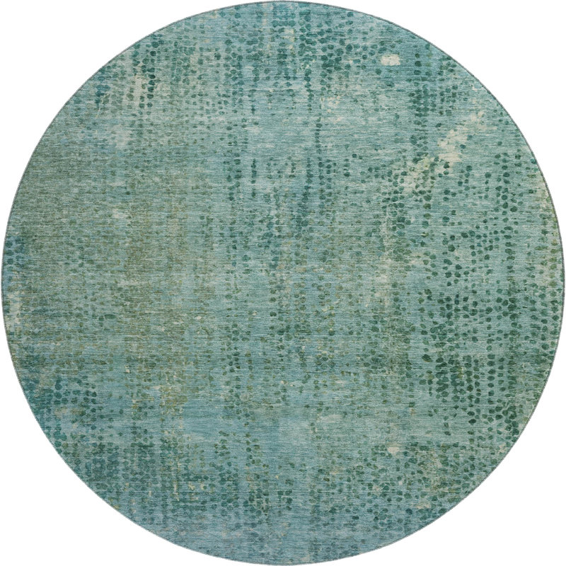 Premium Machine Washable Mayfield Abstract Rug, 2'3" x 7'6" Runner, Teal