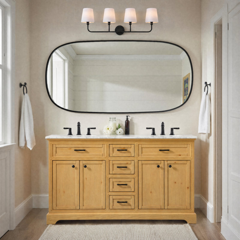 Ensemble de meuble-lavabo double 60 po Hermes, Naturel