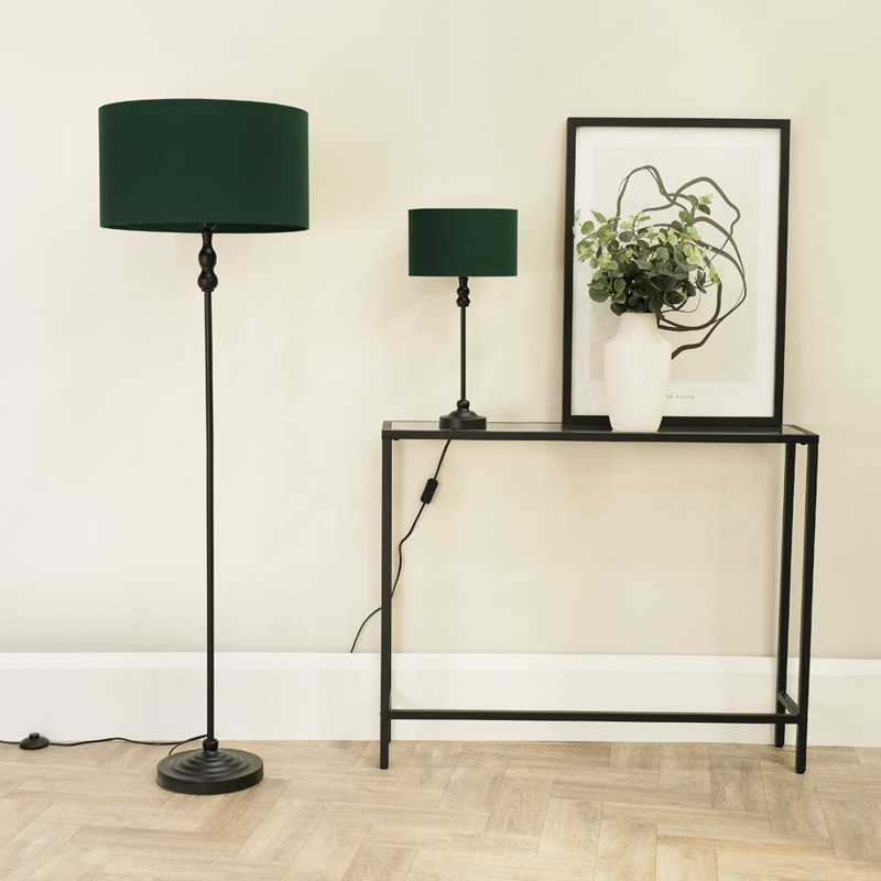 Reselva Metal Table Lamp, Black Base/Forest Green Shade