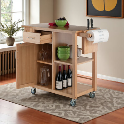 Malcolm Natural Utility Cart for Kitchen by Lark Manor