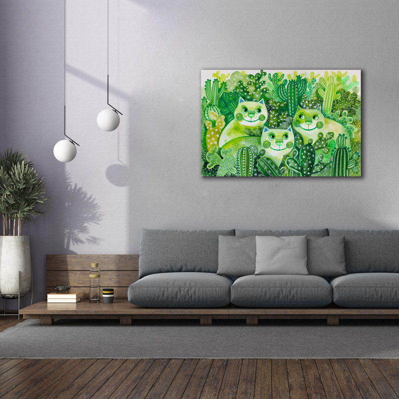 «Chlorophyl Mohito Cats» par Oxana Zaika, art mural sur toile, H 40 po x l 60 po x P 1,5 po