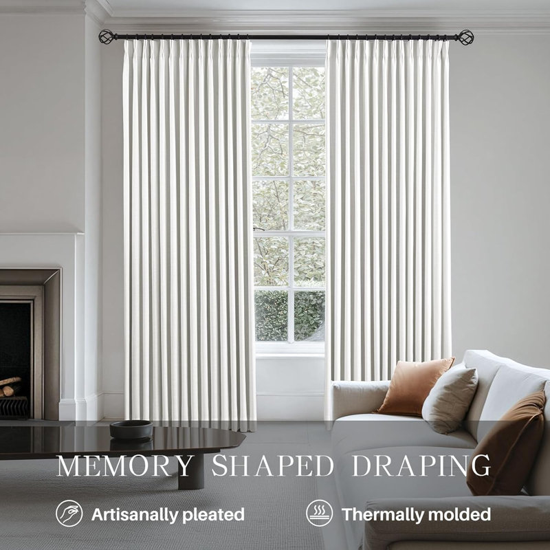 YZ Home Linen Pinch Pleated 100% Blackout Curtains for Bedroom and Living Room Darkening Thermal Window Curtain Drapes with 16pc Hooks(2 pages)