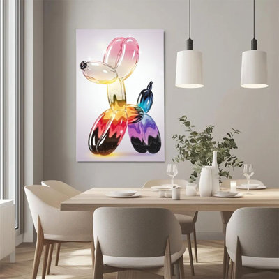 1 pièce encadrée impression sur toile ballon chien, dégradé arc-en-ciel, art mural de style surréaliste, frontons muraux, décoration murale, parfaite pour la décoration de chambre salon chambre bureau cuisine salle de bain décor à la maison, décoration murale idéale pour la maison