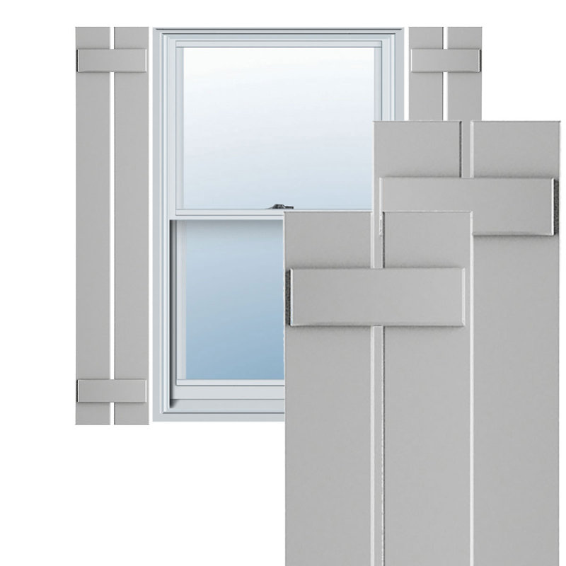 Volets en PVC True Fit à deux planches espacées, Gris grêle, H 80 po x l 11,25 po x P 0,625 po