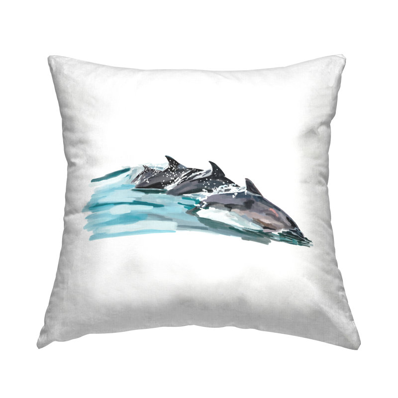 Conception de coussin décoratif «Dolphins Natation Minimal Sea» par Amelia Noyes