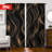 2Pcs Black Gold Wave Curtains Luxury Modern Pattern Rod Pocket Curtain Panels Golden Wavy Line Window Treatment Living Room Bedroom Dining Home Decor-258955117
