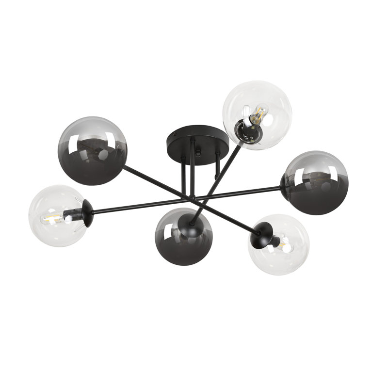 Cadesia Glass Semi Flush Mount, Graphite/Transparent