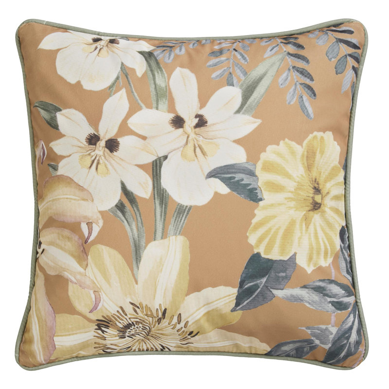 Sagara Floral Gold Square Throw Cushion Cover