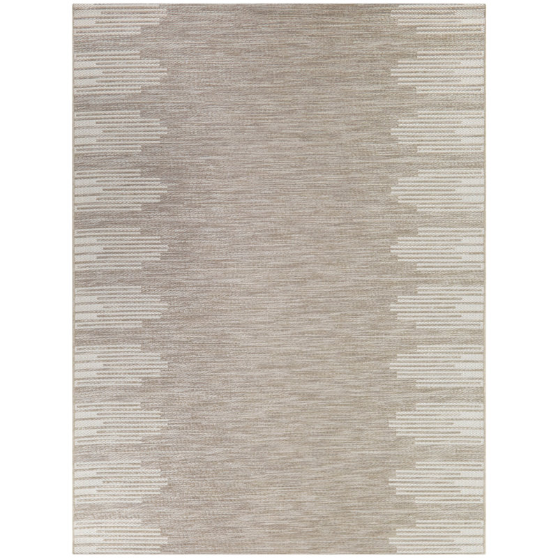 Tapis art déco brun clair intérieur / extérieur, Rectangle 5 pi 3 po x 7 pi