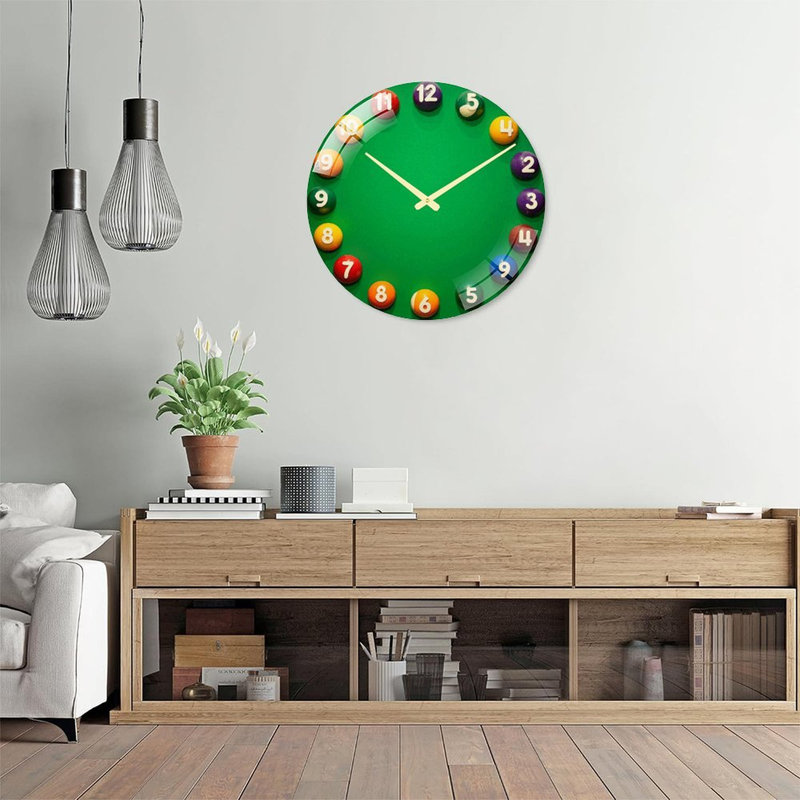 Jeu de boules de billard d'extérieur de qualité supérieure pour art de jeu - Horloge murale moderne en verre 24 po