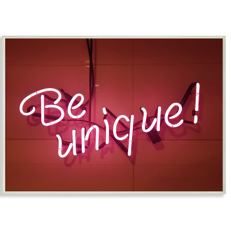 «Be Unique Neon Sign», art textuel encadré, H 15 po x l 10 po, Plaque murale
