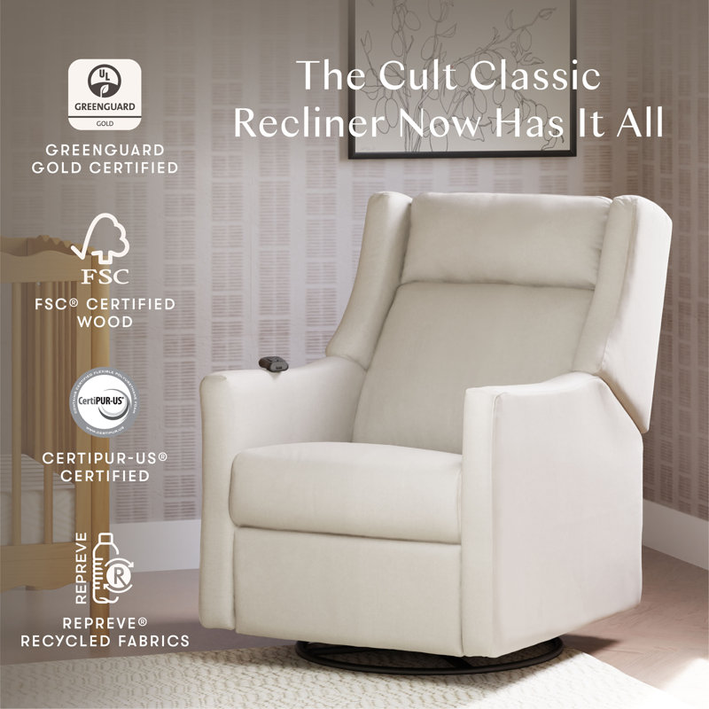 Kiwi Deluxe Power Recliner and Swivel Glider with Heat and Massage, Performance Cream Eco-Weave