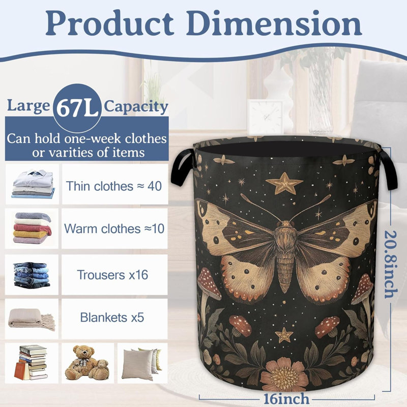 Panier à linge Magic Butterfly, panier à linge pliable Oxford