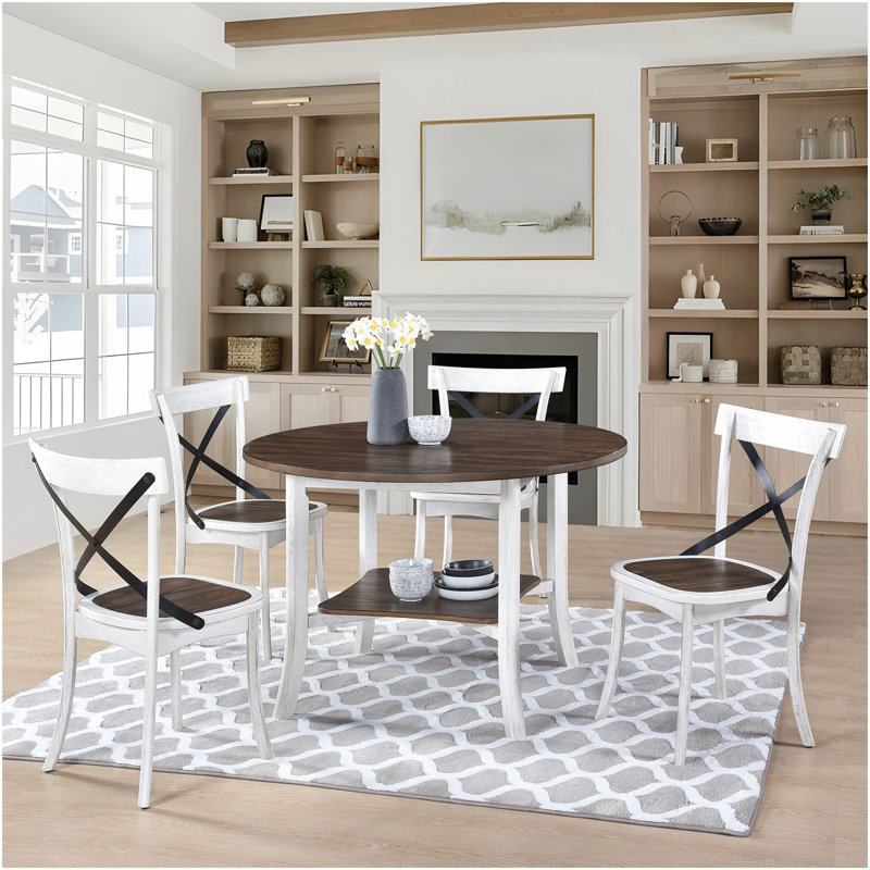 Ensemble de 2 chaises de ferme rustiques avec dossier en X en métal, structure en bois, chaises d'appoint de cuisine rétro