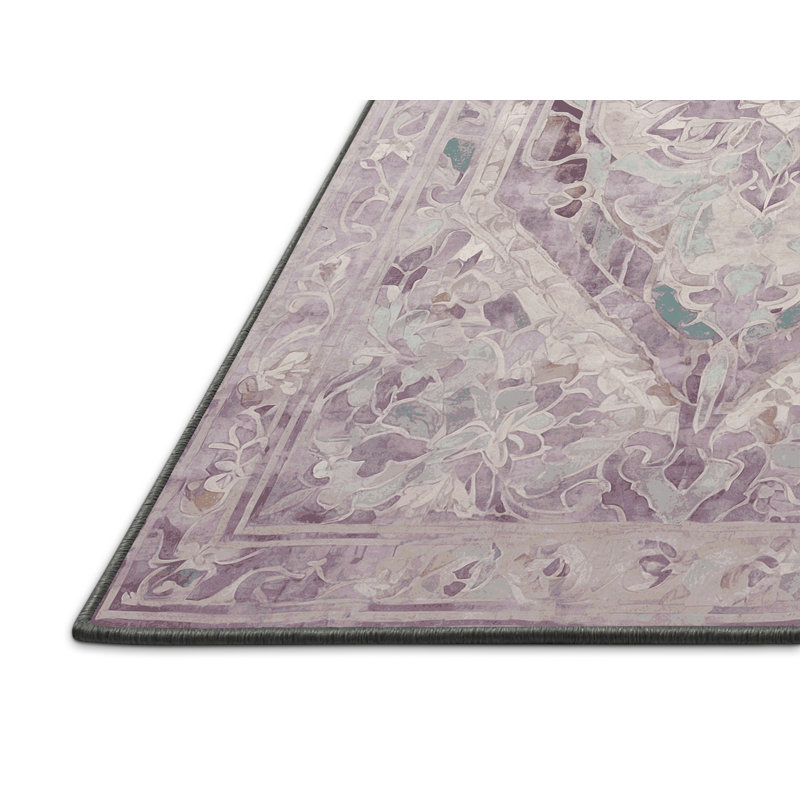 Tapis gris soyeux et moelleux, Rond 6 pi