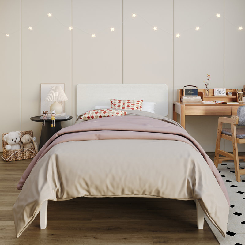 Lit plateforme en bois, Simple, Blanc