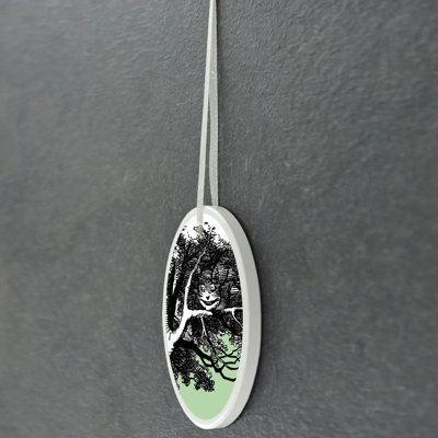 Cheshire Cat in Tree Alice In Wonderland Circle Shaped Ceramic Ornament Bauble