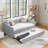 Daybed with trundle - upholstered sofa bed, vertical stripes, linen fabric-1149676573-1149676570