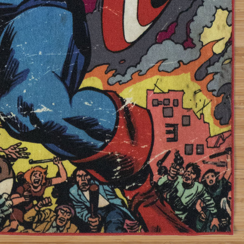 Tapis antidérapant sous licence licorne multicolore pour enfants Captain America