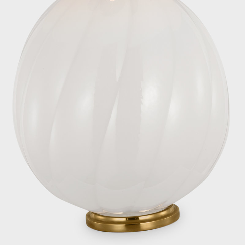 Talia Medium Cordless Table Lamp in White Glass with Linen Shade