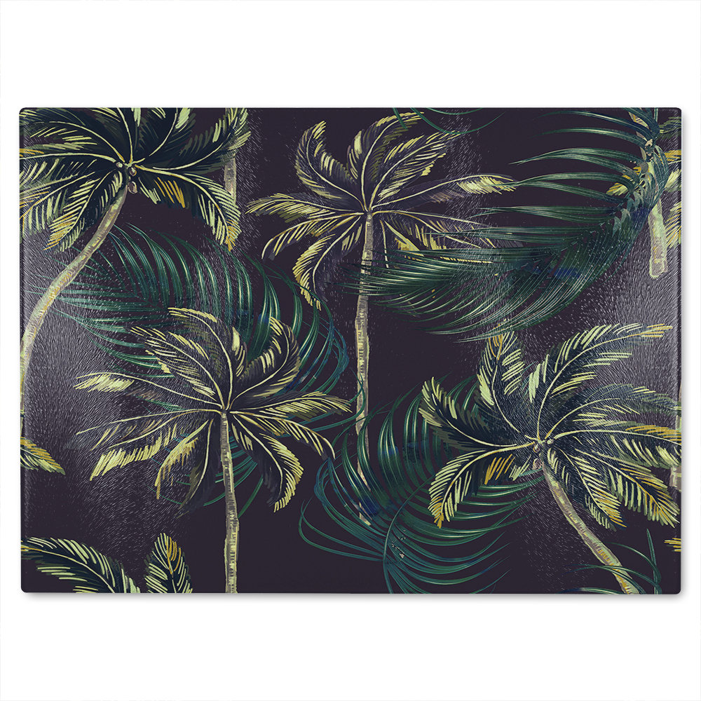 Palm On Glass Chopping Board