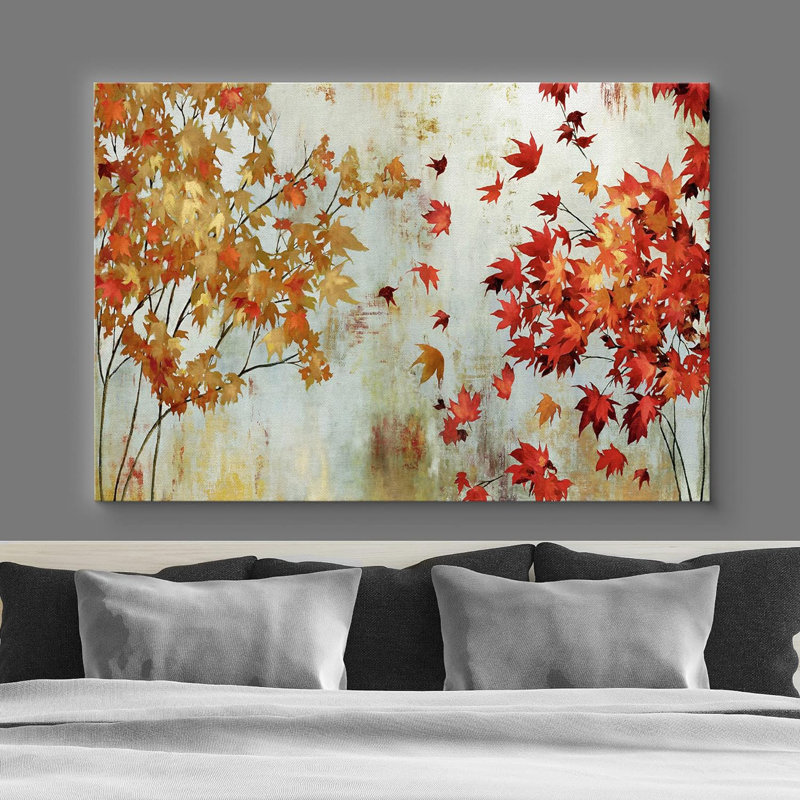 Autumn Fall Maple Tree Leaves On Canvas Print, 16" H x 24" W x 1.5" D