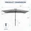 Parasol rectangulaire de 6,5 x 10 pi avec manivelle, inclinaison et toile résistante aux rayons UV pour la piscine, la cour et le patio (sans base)-694497580