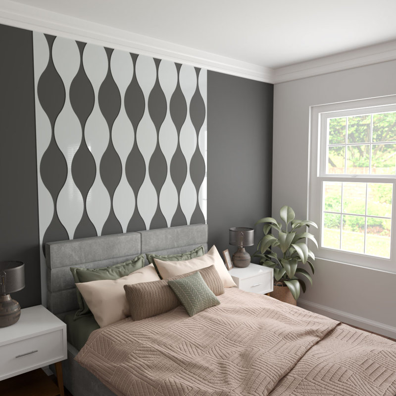 Ensemble de panneaux muraux décoratifs en acrylique Ozark (paquet de 9), H 94 po x l 9 po, Blanc