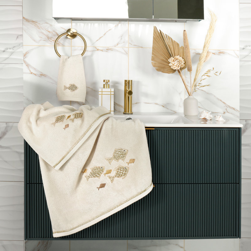 Ensemble de serviettes en coton turc 2 pièces Figi, Beige