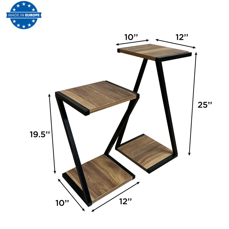 Eustatius 25'' Tall Elegant End Table Set: Nightstand Coffee Table and Side Table for Living Rooms