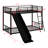 Twin Over Twin Bunk Bed With Slide And Ladder, Metal Bunk Bed With Safety Guardrail-116969548
