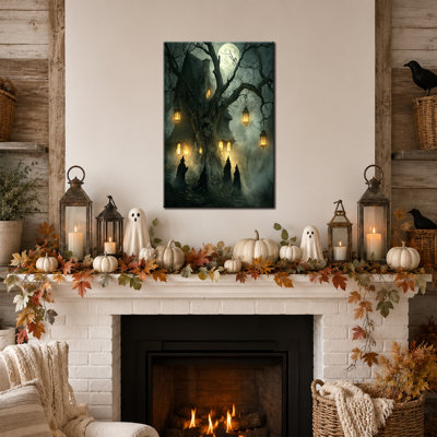 Art mural d'automne d'Halloween, décoration murale de photos d'Halloween, art mural sur toile d'Halloween, scène de sorcière gothique, décoration de maison effrayante, décoration murale de photos de sorcière pour le salon ou le vestibule 12 po x 16 po