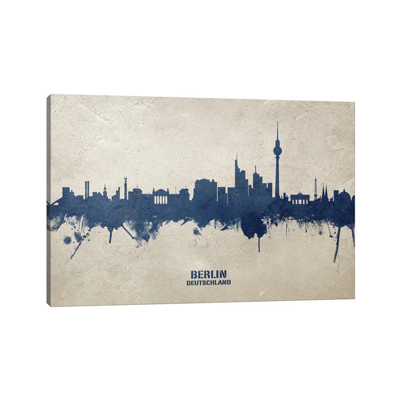 Berlin Deutschland Skyline Concrete by Michael Tompsett - 1 Piece Wrapped Canvas Painting, 20.32 cm H x 30.48 cm W