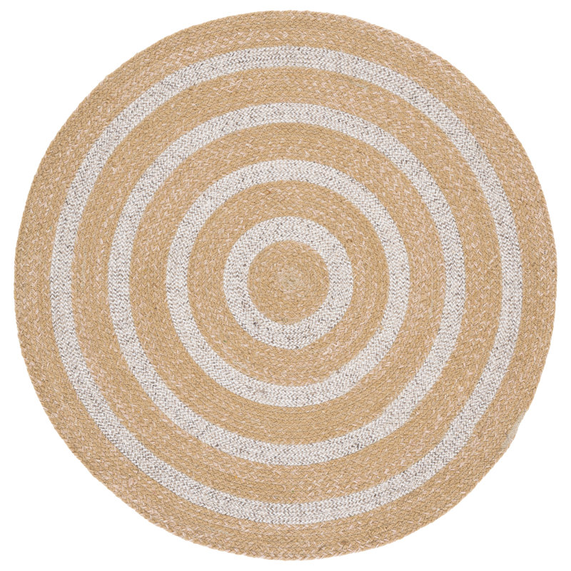 Tapis d'intérieur tressé à la main sans motif, Rond 4 pi 0 po x 4 pi 0 po