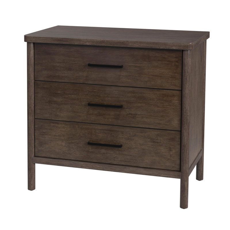 Lennon 3 Drawer Rounded Leg Dresser, Dark Brown