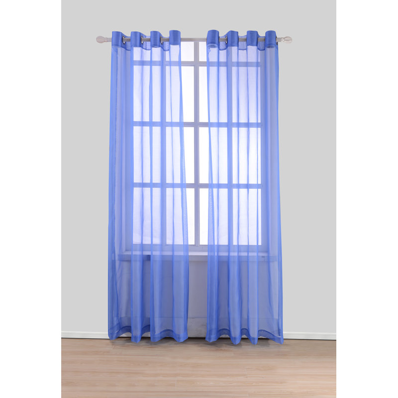 Paire de rideaux transparents avec œillets Johson, Bleu marine
