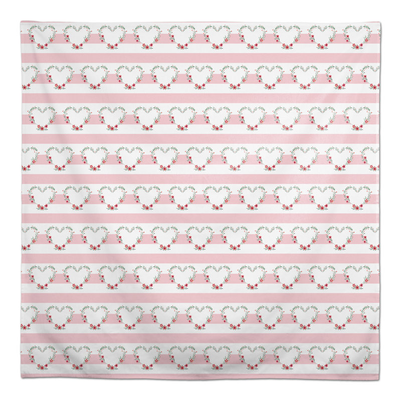 Floral Heart Pattern Tablecloth, 58" L x 58" W