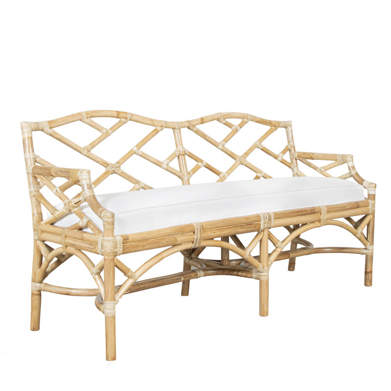 Chippendale Upholstered Bench, Natural