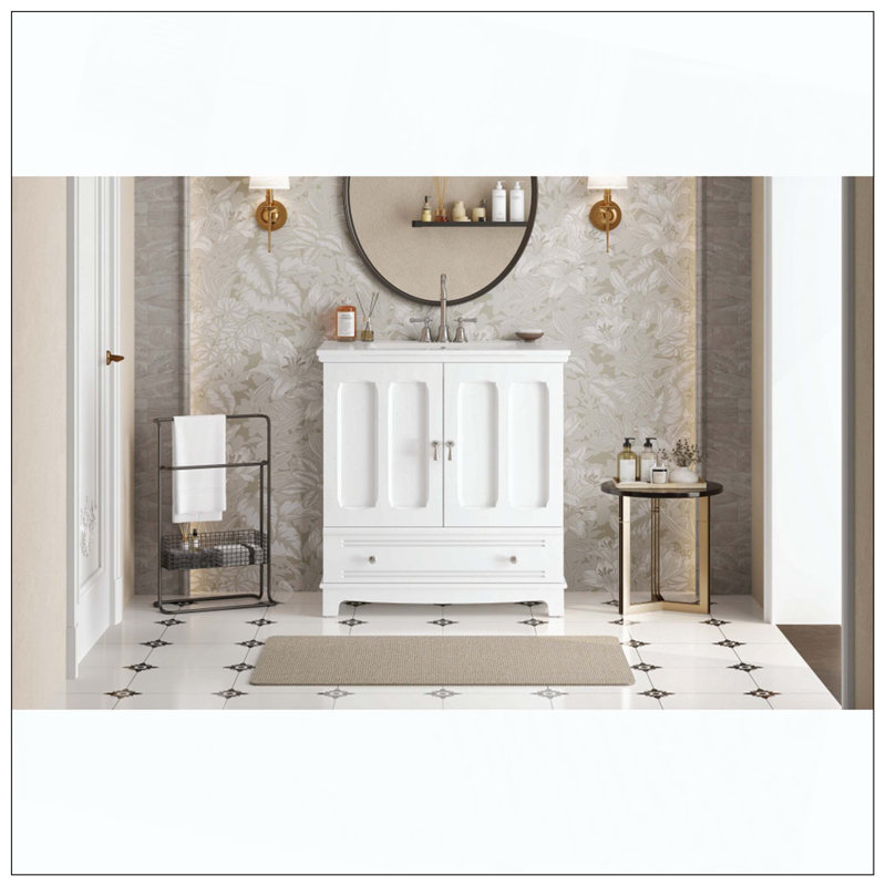 Meuble-lavabo de salle de bain en céramique, Blanc