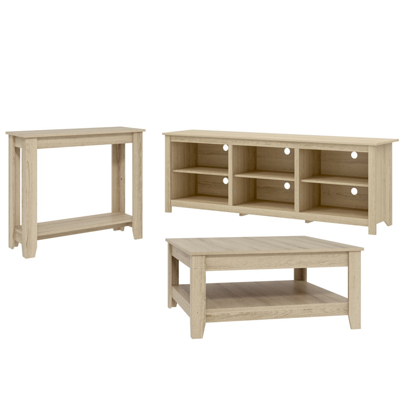 Inniss Transitional 2 Piece Living Room Set, Oslo Oak