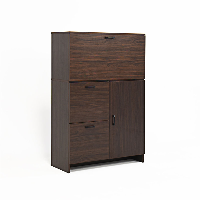 Multifunctional Desk Cabinet With Fold - Up Desktop And Ample Storage