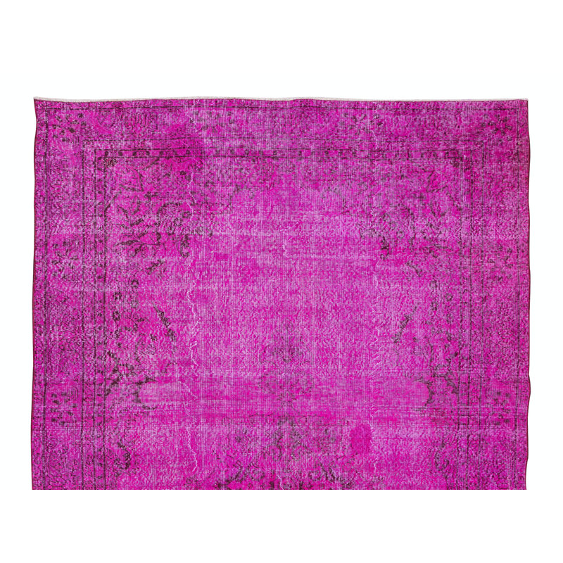 Tapis noué à la main 6,4 x 10,2 pi de couleur turque fuchsia