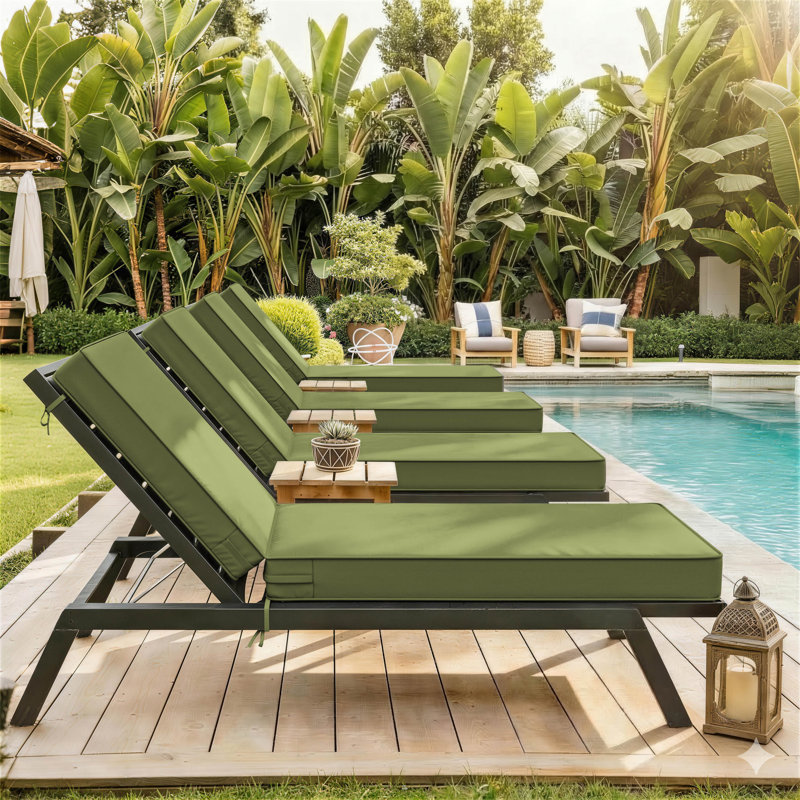 Coussin de chaise longue d'extérieur, L 72 po x P 21 po, Vert clair