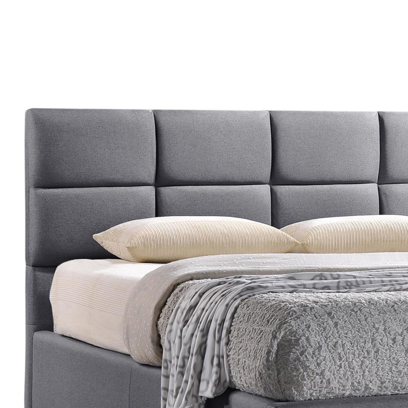 Lit plateforme tapissier Johnnell, gris, Grand