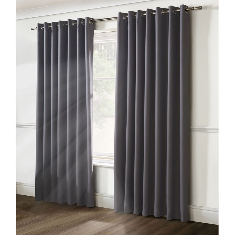 Nashli Room Darkening Eyelet Ring Top Curtains, Silver, 117 W x 183 D cm