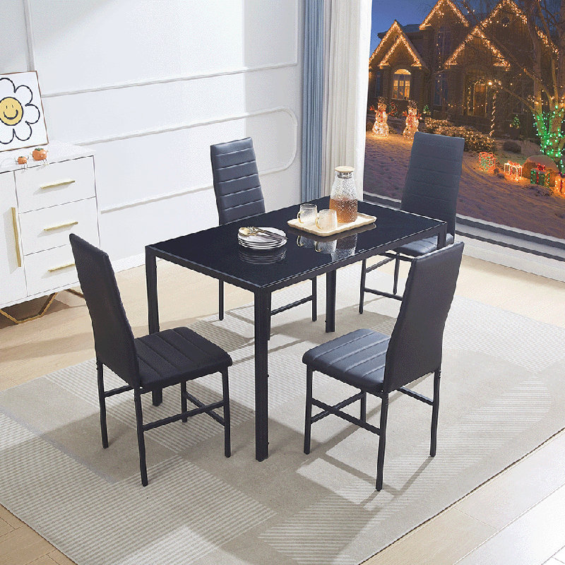 4 - Person Dining Set, Black, Black