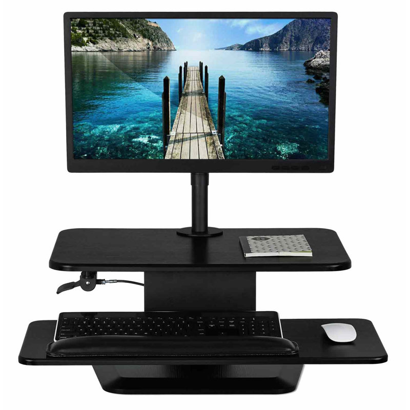 Mount-It! Height Adjustable Standing Desk Converter with Monitor Mount, Workstation w/ Keyboard Tray