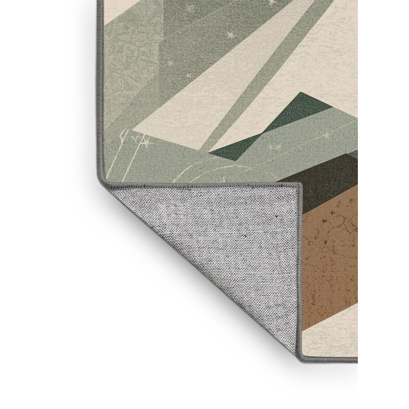 Tapis d'inspiration mondiale Ottavio lavable à la machine en gris - reliure grise, 6 po de diamètre