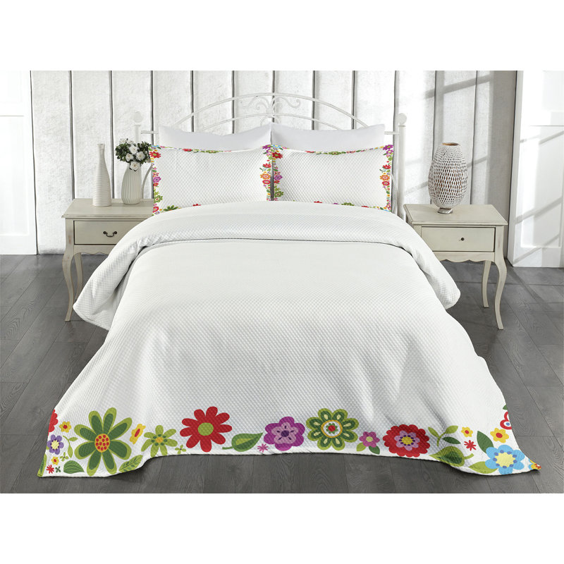 Ambensonne Party Bedspread Fantasy Multicolor Multicolor, Queen Coverlet/Bedspread + 2 Pillow Shams