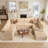 Cloudelle 8-piece U Shaped Modular Sectional With Oversized Ottoman Chaise, Modern Deep Seat Cloud Corduroy Sofa Set-1937532287